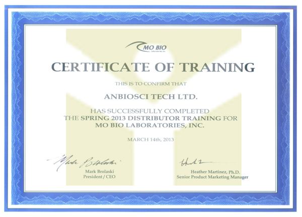 certificate of training